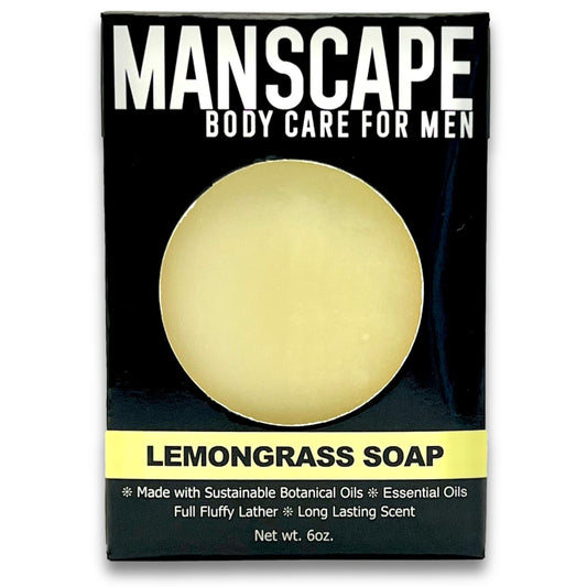 Manscape lemongrass soap packaging on a white background